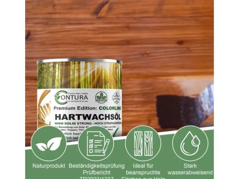 Contura Hartwachsöl Colorline FARBIG Fußbodenöl Parkettöl Möbelöl Holzöl 750ml 12 Nightly