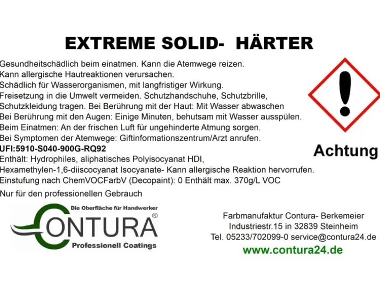 Contura 2K Parkett & Treppenlack mit Härter Extreme Solid Holzlack Möbellack Glänzend 5 Liter