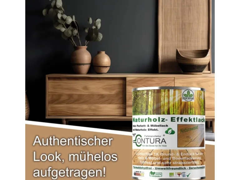 Contura Parkettlack Möbellack Holzlack Naturholzeffekt Lack Matt Naturholz Effektlack 750ml