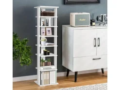 Costway 8 Stufiges Schuhregal Höhenverstellbar Holz Braun Weiß Einzel