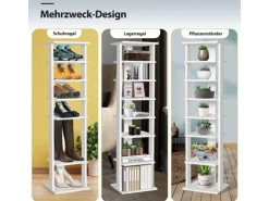 Costway 8 Stufiges Schuhregal Höhenverstellbar Holz Braun Weiß Einzel