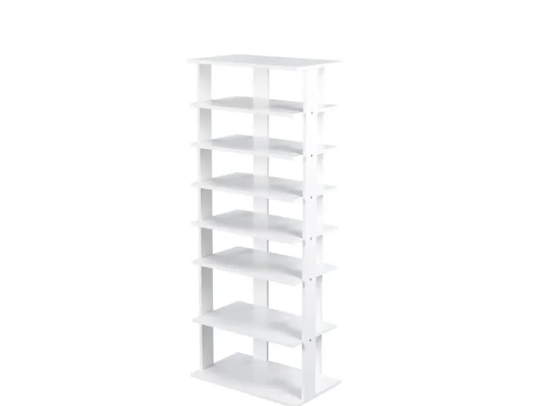 Costway 8 Stufiges Schuhregal Höhenverstellbar Holz Weiß Doppel