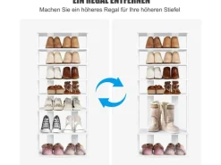 Costway 8 Stufiges Schuhregal Höhenverstellbar Holz Weiß Doppel