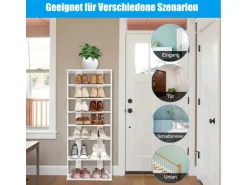 Costway 8 Stufiges Schuhregal Höhenverstellbar Holz Weiß Doppel