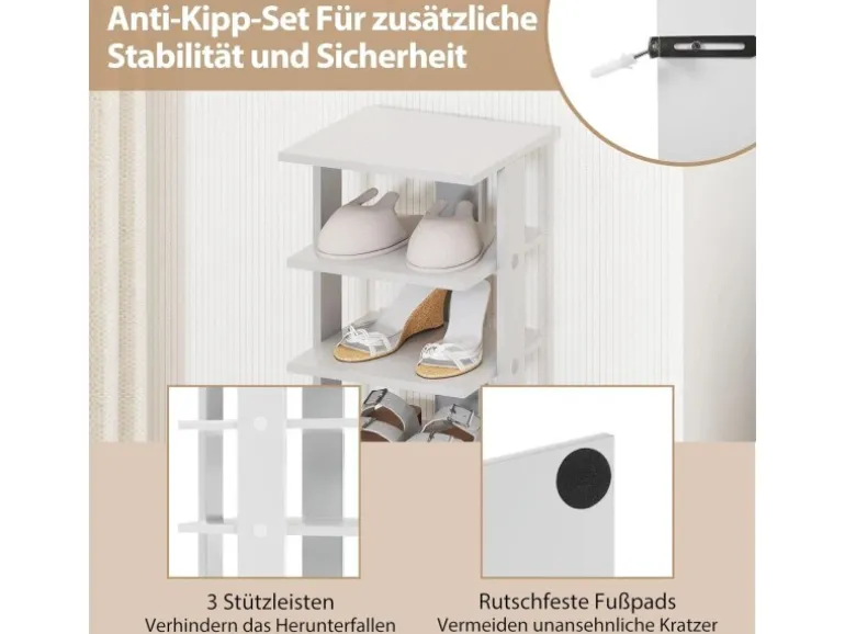 Costway 8 Stufiges Schuhregal Höhenverstellbar Holz Grau Einzel