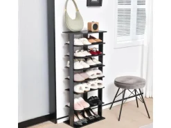 Costway 8 Stufiges Schuhregal Höhenverstellbar Holz Schwarz Doppel