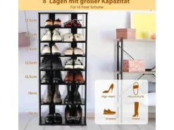 Costway 8 Stufiges Schuhregal Höhenverstellbar Holz Schwarz Doppel