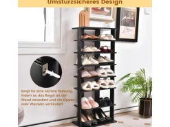 Costway 8 Stufiges Schuhregal Höhenverstellbar Holz Schwarz Doppel