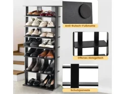 Costway 8 Stufiges Schuhregal Höhenverstellbar Holz Schwarz Doppel