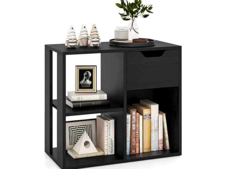 Costway Bücherregal Holz 60 x 30 x 53 cm Schwarz