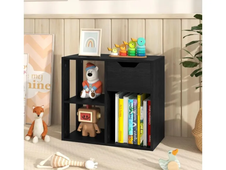 Costway Bücherregal Holz 60 x 30 x 53 cm Schwarz