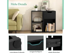 Costway Bücherregal Holz 60 x 30 x 53 cm Schwarz