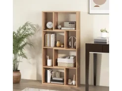Costway Bücherregal mit 4 Ebenen Standregal mit 8 Fächern Natur