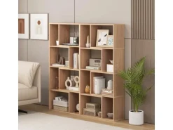 Costway Bücherregal mit 4 Ebenen Standregal mit 8 Fächern Natur
