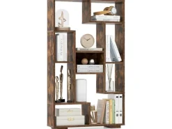 Costway Bücherregal mit 9 Fächern Standregal Braun 120cm