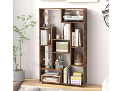 Costway Bücherregal mit 9 Fächern Standregal Braun 120cm