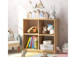 Costway Bücherregal mit 4 Fächern Würfelregal 73 x 33 x 73 cm Natur