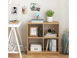 Costway Bücherregal mit 4 Fächern Würfelregal 73 x 33 x 73 cm Natur