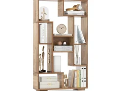 Costway Bücherregal mit 9 Fächern Standregal Natur 120cm