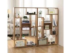 Costway Bücherregal mit 9 Fächern Standregal Natur 120cm