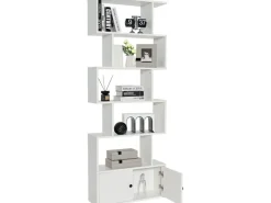 Costway Bücherregal mit Türen Standregal 183 x 70 x 23 cm Weiß