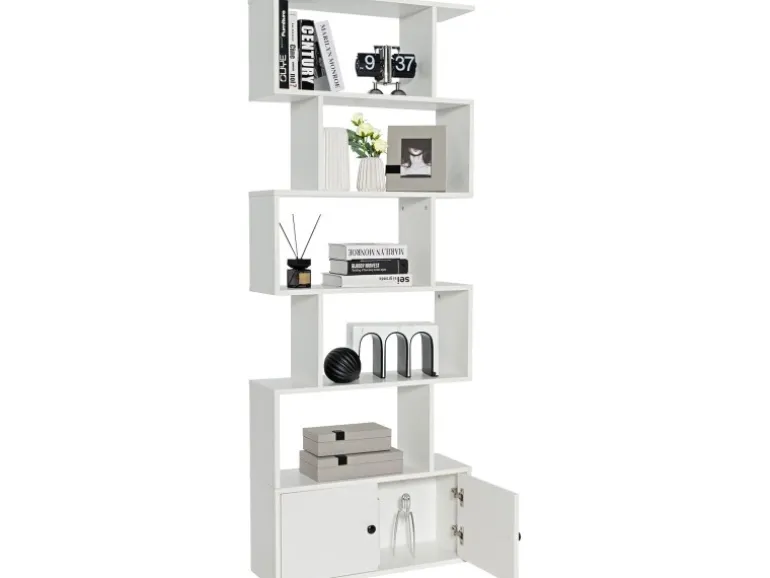 Costway Bücherregal mit Türen Standregal 183 x 70 x 23 cm Weiß