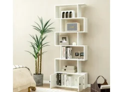 Costway Bücherregal mit Türen Standregal 183 x 70 x 23 cm Weiß