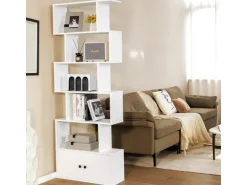 Costway Bücherregal mit Türen Standregal 183 x 70 x 23 cm Weiß