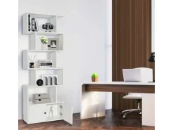 Costway Bücherregal mit Türen Standregal 183 x 70 x 23 cm Weiß