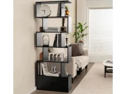 Costway Bücherregal mit Türen Standregal 183 x 70 x 23 cm Schwarz