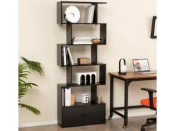 Costway Bücherregal mit Türen Standregal 183 x 70 x 23 cm Schwarz