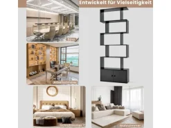 Costway Bücherregal mit Türen Standregal 183 x 70 x 23 cm Schwarz