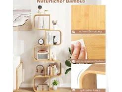 Costway Bücherregal S-förmig Aus Bambus Würfelregal mit 5 Etagen
