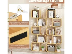 Costway Bücherregal S-förmig Aus Bambus Würfelregal mit 5 Etagen