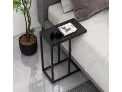 Costway Beistelltisch C-Form Sofatisch mit Metallgestell Schwarz