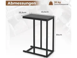 Costway Beistelltisch C-Form Sofatisch mit Metallgestell Schwarz