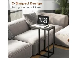 Costway Beistelltisch C-Form Sofatisch mit Metallgestell Grau
