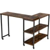 Costway Beistelltisch Holz Couchtisch L-Form 101 x 82,5 x72,5 cm Braun