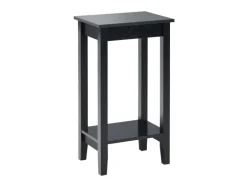 Costway Beistelltisch mit Regal 2-Stöckiger & 4 Massivholzbeinen Black