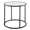Costway Beistelltisch Runder Sofatisch mit Glasplatte 50 x 50 x 50 cm