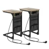 Costway 2er Set Beistelltisch mit Ladestation & USB Anschlüssen C-Form