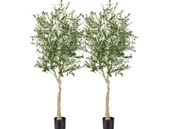 Costway 2er Set Künstliche Olivenbaum Blättern Grün 180 cm