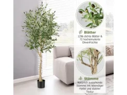 Costway 2er Set Künstliche Olivenbaum Blättern Grün 180 cm