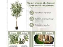 Costway 2er Set Künstliche Olivenbaum Blättern Grün 180 cm