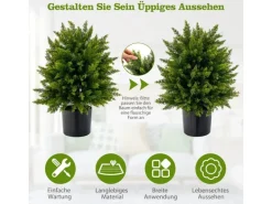Costway 2er Set Kunstpflanze für Haus Büro Grün 55cm
