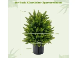 Costway 2er Set Kunstpflanze für Haus Büro Grün 55cm