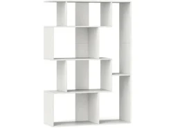 Costway Geometrische Holzregal Bücherregal mit Kippsicherungen Weiß