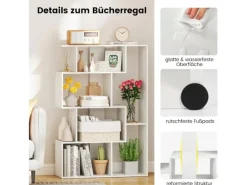 Costway Geometrische Holzregal Bücherregal mit Kippsicherungen Weiß