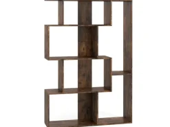 Costway Geometrische Holzregal Bücherregal mit Kippsicherungen Braun