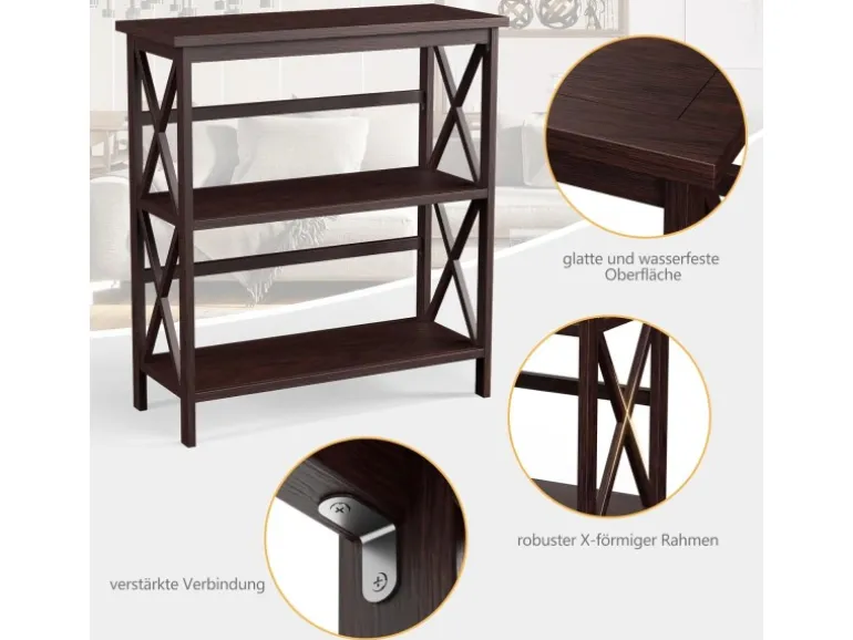 Costway Konsolentisch Holz 79 x 32 x 86 cm Braun